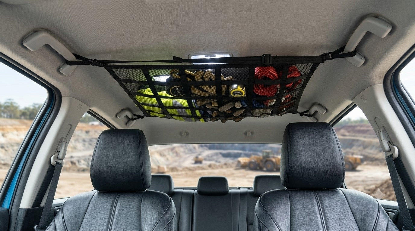 GearGrid Pro roof cargo net installed in a dual cab ute